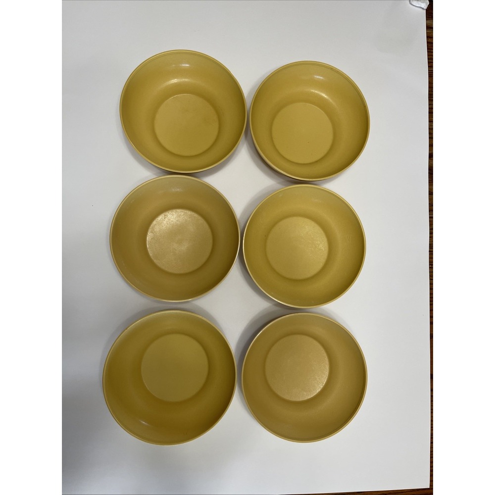Lot Of 6 Tupperware Harvest Gold Salad Soup‎ Cereal Bowls #890